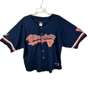 Virginia Cavaliers Blue Button Up Baseball Jersey Men’s Sz M Medium
